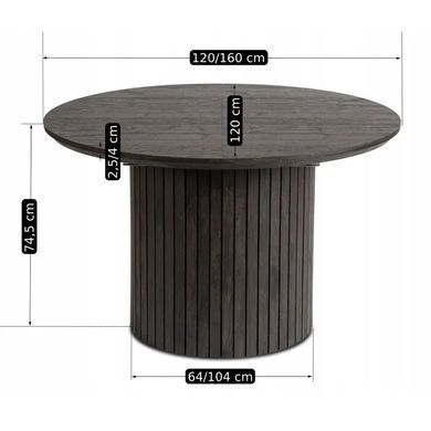 Стол круглый раскладной MEBEL ELITE CHARLES 120(160)х120 см Черный фотография