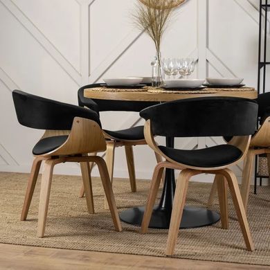 Стул бархатный MEBEL ELITE GARY Velvet, Золотой дуб / Черный фотография