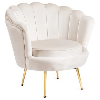 Крісло м'яке з підставкою MEBEL ELITE GRAND Velvet Кремовий фотографія