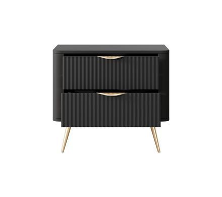 Тумба приліжкова Perfect Home Ланте / Lante з 2 шухлядами і золотими ніжками 2S Чорний фотографія