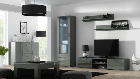 Стенка SOHO 2 Cama Серый Мат / Серый Глянец фотография
