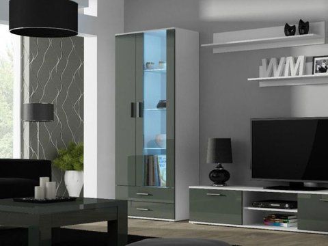 Витрина SOHO S6 2D2S Cama 192 Белый Мат / Серый Глянец фотография