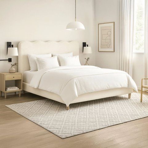 Кровать двуспальная MEBEL ELITE IZMIR 180x200 см Кремовый Букле фотография