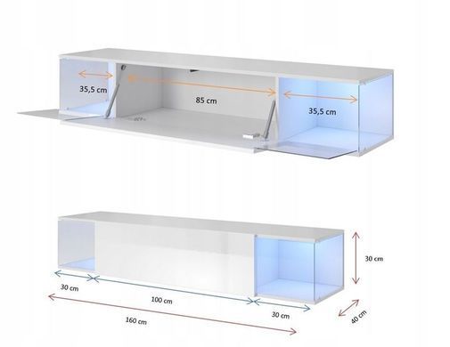 ТВ Тумба Sky RTV Cama Белый / Белый Глянец фотография