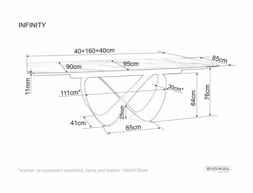 Розкладний Стіл INFINITY CERAMIC Signal 160(240)X95 Глянцевий бежевий / мідний фотографія