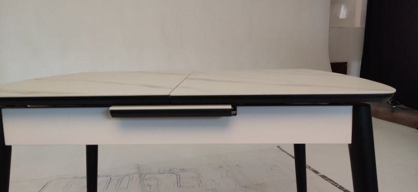 Стіл розкладний TM-87 VETRO 110(140)x75 Білий Мармур фотографія