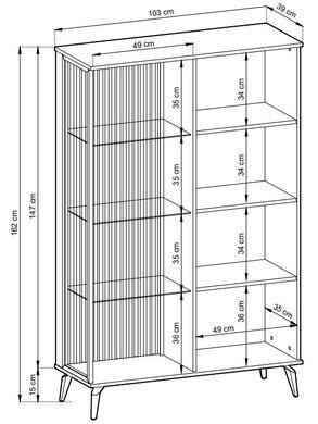 Витрина высокая с подсветкой Ланг/Lang 4-дверная 4D2W/100 Черный/дуб эвок Perfect Home Польша фотография