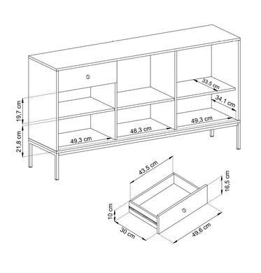 Комод Perfect Home Моно / Mono 3-дверний з 3 шухлядами і золотими ніжками MKSZ154 Беж пісочний фотографія