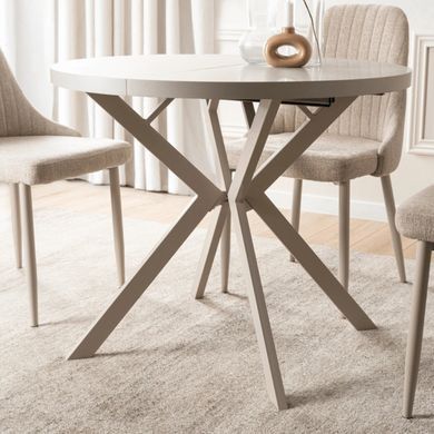 Стіл розкладний круглий MEBEL ELITE LUGO 90(190)х90 см Кашемір/Кашемір фотографія