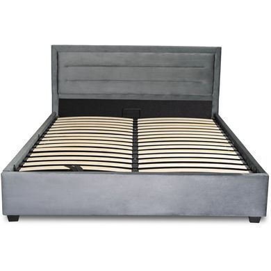 Ліжко оксамитове MEBEL ELITE BLOOM Velvet 160x200см Сірий фотографія