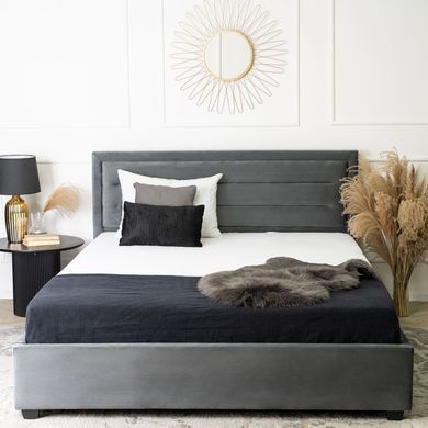 Ліжко оксамитове MEBEL ELITE BLOOM Velvet 160x200см Сірий фотографія
