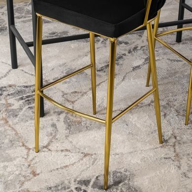 Барний стілець оксамитовий MEBEL ELITE FLORES 2 Velvet чорний / золотий фотографія