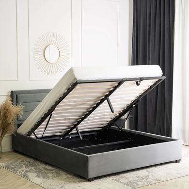 Ліжко оксамитове MEBEL ELITE BLOOM Velvet 160x200см Сірий фотографія