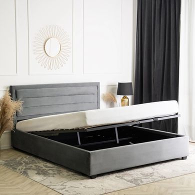 Ліжко оксамитове MEBEL ELITE BLOOM Velvet 160x200см Сірий фотографія