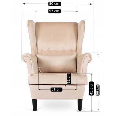 Кресло мягкое бархатное MEBEL ELITE KLARIS 2 Velvet Беж фотография