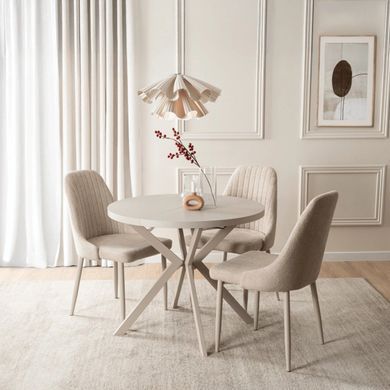 Стіл розкладний круглий MEBEL ELITE LUGO 90(190)х90 см Кашемір/Кашемір фотографія