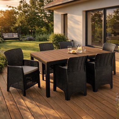 Комплект садовой мебели MEBEL ELITE ARGOS 160-240 FRESNO 6 орех/черный