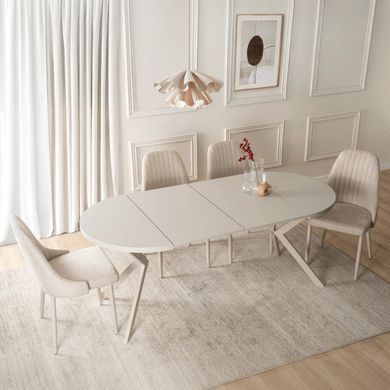 Стіл розкладний круглий MEBEL ELITE LUGO 90(190)х90 см Кашемір/Кашемір фотографія