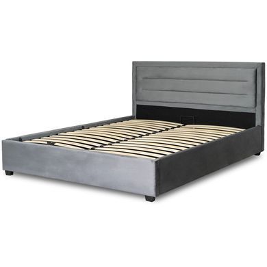 Ліжко оксамитове MEBEL ELITE BLOOM Velvet 160x200см Сірий фотографія