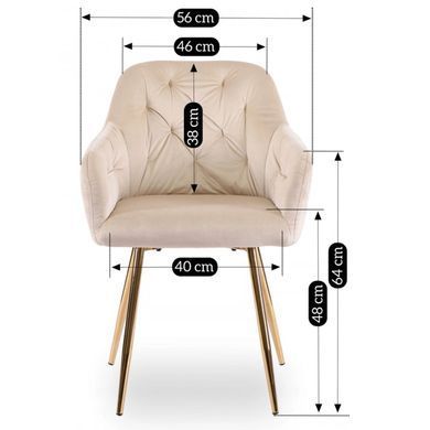 Стілець оксамитовий MEBEL ELITE RAYA Velvet крем/ золотий фотографія