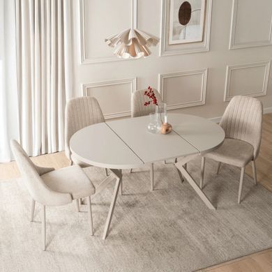 Стіл розкладний круглий MEBEL ELITE LUGO 90(190)х90 см Кашемір/Кашемір фотографія