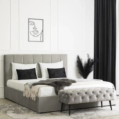 Ліжко двоспальне оксамитове MEBEL ELITE PANAMA Velvet 160x200 см Сірий фотографія