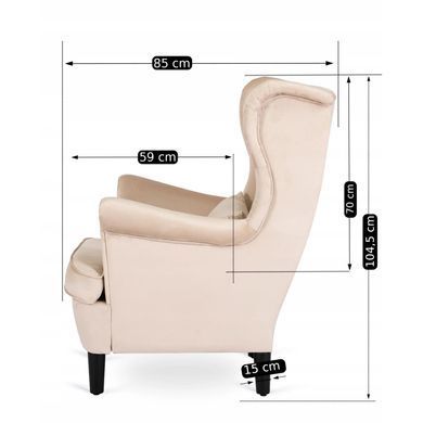 Кресло мягкое бархатное MEBEL ELITE KLARIS 2 Velvet Беж фотография