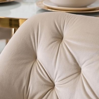 Стілець оксамитовий MEBEL ELITE RAYA Velvet крем/ золотий фотографія