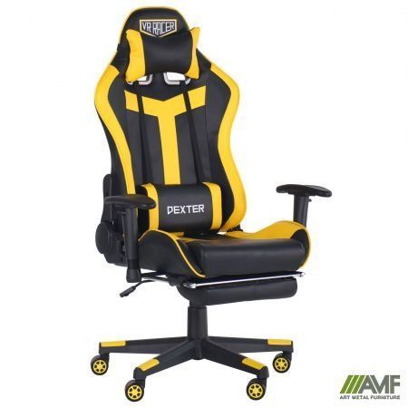 Комп'ютерне крісло VR Racer Dexter Rumble AMF Чорний Жовтий фотографія