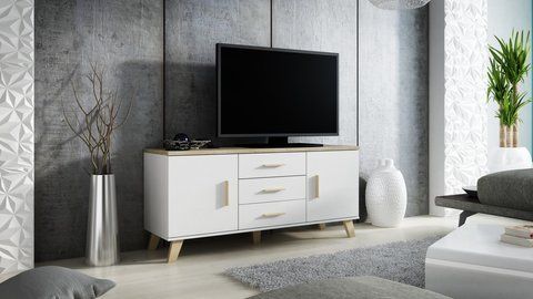 Комод LOTTA 2D3S Cama 150 Дуб Сонома / Белый фотография