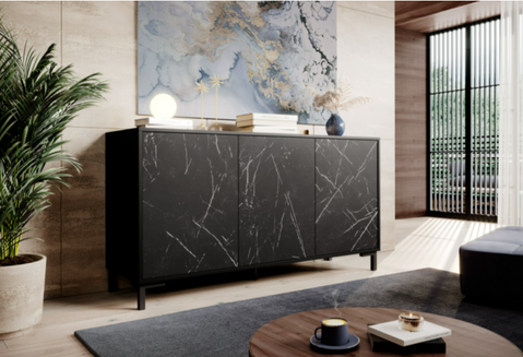 Комод MARMO Cama 150 Черный мат / Черный мрамор фотография