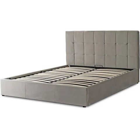 Кровать двуспальная бархатная MEBEL ELITE PANAMA Velvet 160x200 см Серый фотография