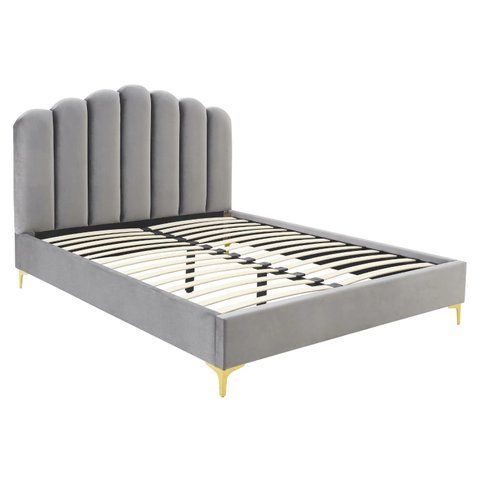 Кровать двуспальная MEBEL ELITE GEMINI Velvet 160x200 см Серый фотография