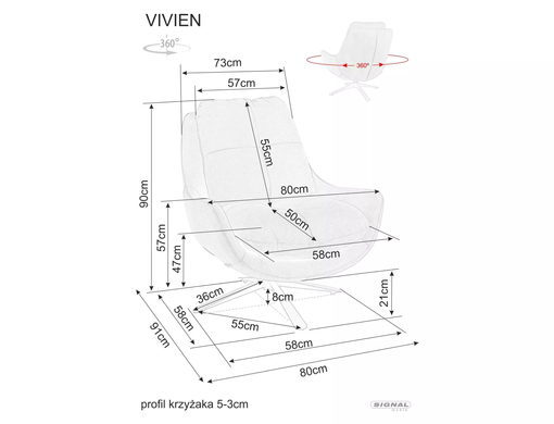 Кресло Обертове VIVIEN Velvet Signal Сірий фотографія