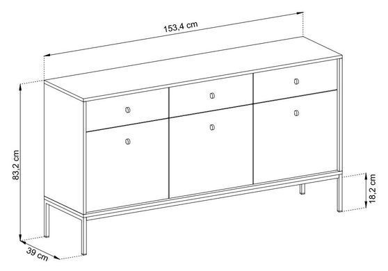 Комод Perfect Home Моно / Mono 3-дверний з 3 шухлядами і золотими ніжками MKSZ154 Беж пісочний фотографія