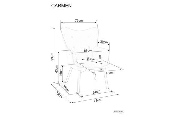 Крісло Carmen Velvet Signal Світло Сірий фотографія