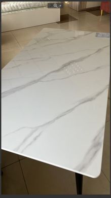 Стіл SABA CERAMIC Intarsio 130x70 Білий Глянець Кераміка Чорний Мат фотографія