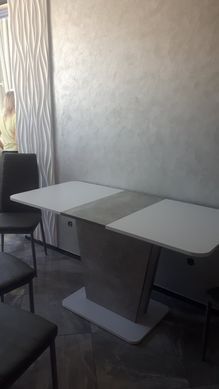 Раскладной стол COSMO Intarsio 110(145)x68 Белая Аляска РЕ / Индастриал Серый фотография