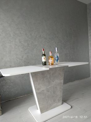 Раскладной стол COSMO Intarsio 110(145)x68 Белая Аляска РЕ / Индастриал Серый фотография