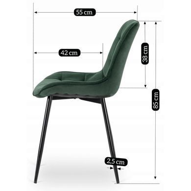 Комплект стол раскладной MEBEL ELITE MAX 80(160)х80 см Дуб артизан Черный +4 стула CHRIS Зеленый фотография