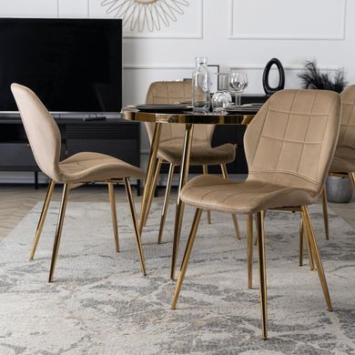 Стілець оксамитовий MEBEL ELITE IRYS Velvet Беж/золото фотографія
