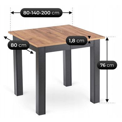Стол раскладной MEBEL ELITE BEN 80(200)х80 Дуб крафт/черный фотография