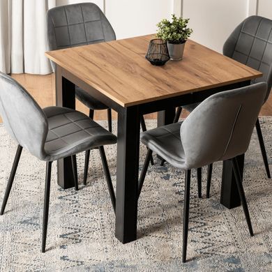 Стол раскладной MEBEL ELITE BEN 80(200)х80 Дуб крафт/черный фотография