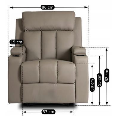 Крісло реклайнер MEBEL ELITE KOBI екошкіра Сірий фотографія