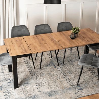 Стол раскладной MEBEL ELITE BEN 80(200)х80 Дуб крафт/черный фотография
