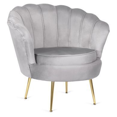 Крісло м'яке з підставкою MEBEL ELITE GRAND Velvet Сірий фотографія