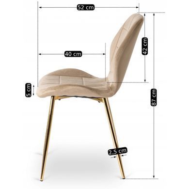 Стілець оксамитовий MEBEL ELITE IRYS Velvet Беж/золото фотографія