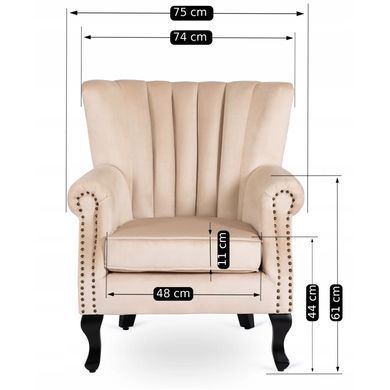 Крісло м'яке оксамитове MEBEL ELITE MALLO Velvet Беж фотографія