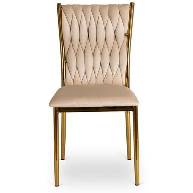 Стілець оксамитовий MEBEL ELITE DAN Velvet Кремовий/ Золотий фотографія