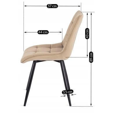 Стул бархатный MEBEL ELITE RIO Velvet, Бежевый фотография